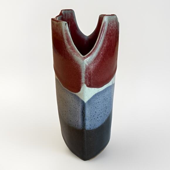 Abstract Studio Pottery Artisan Stoneware Modernist Vessel Vase Stamped - Picture 7 of 10